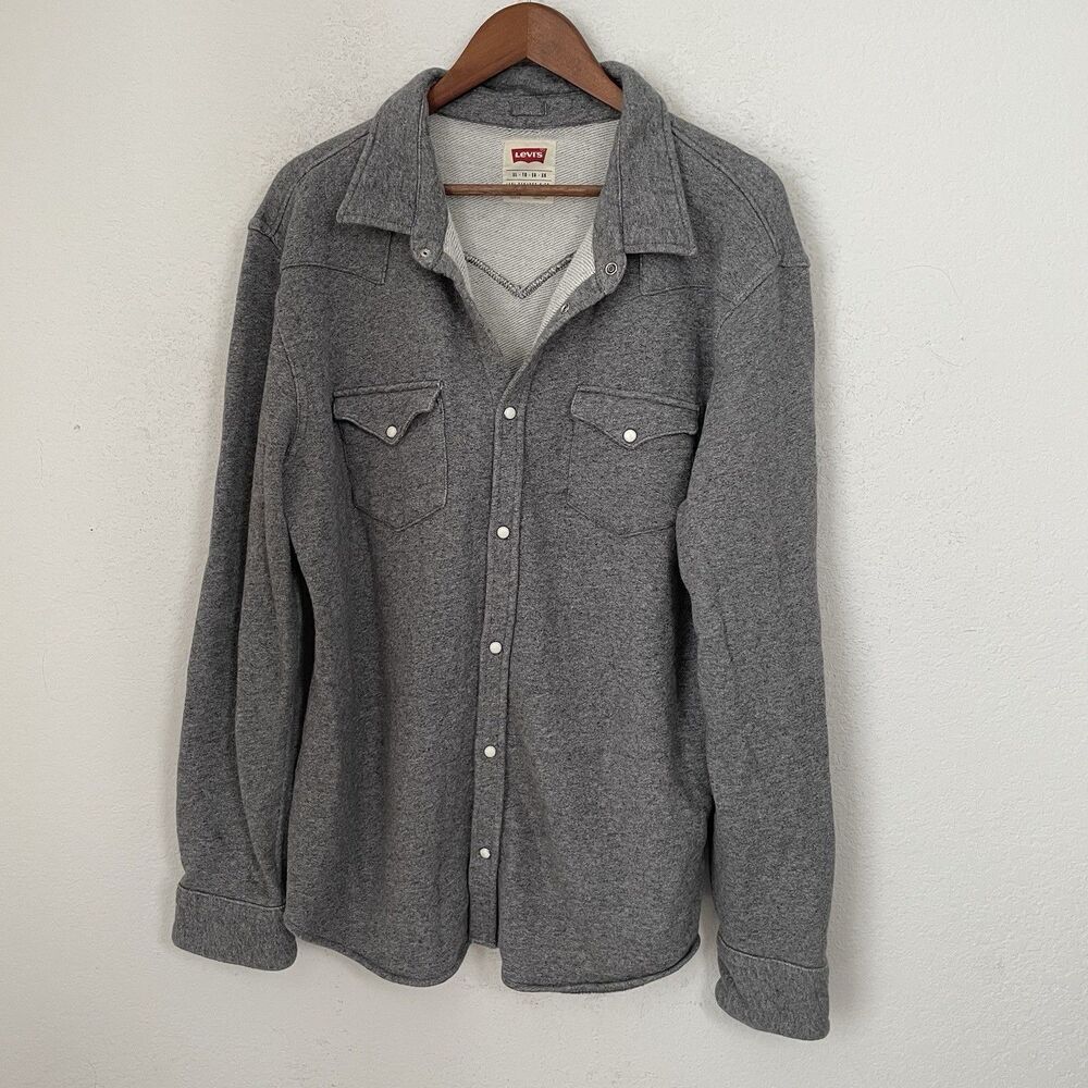 Levi's Knit Shacket Mens XL Gray Casual Comfy Retro 90s Y2K Button Snap
